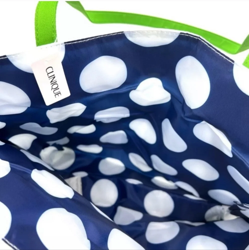 Clinique X Kate Spade New York Tote Blue & White Striped & Green